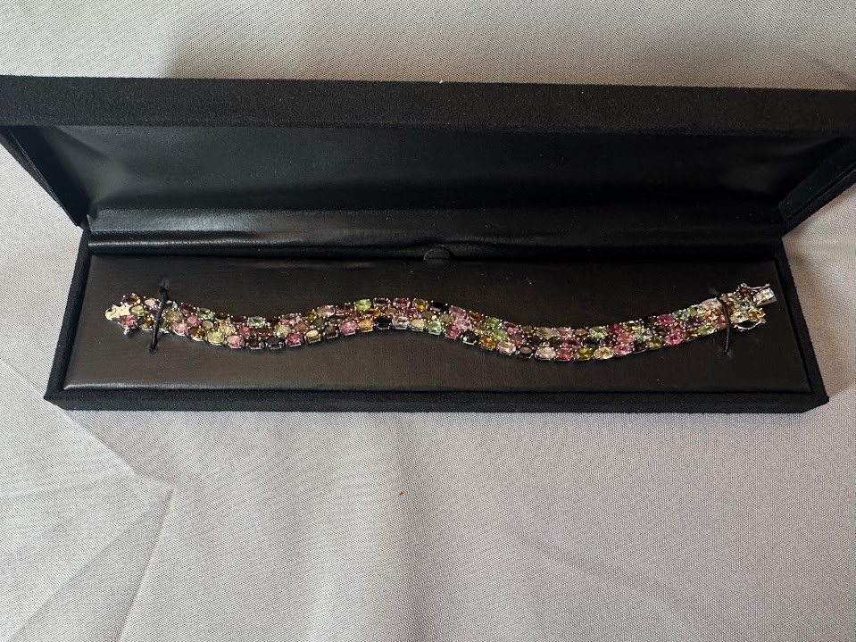 JTV Multi-Tourmaline Rhodium Over Sterling Silver Bracelet 8\ JTV Multi-Tourmaline Rhodium Over Sterling Silver Bracelet 8\