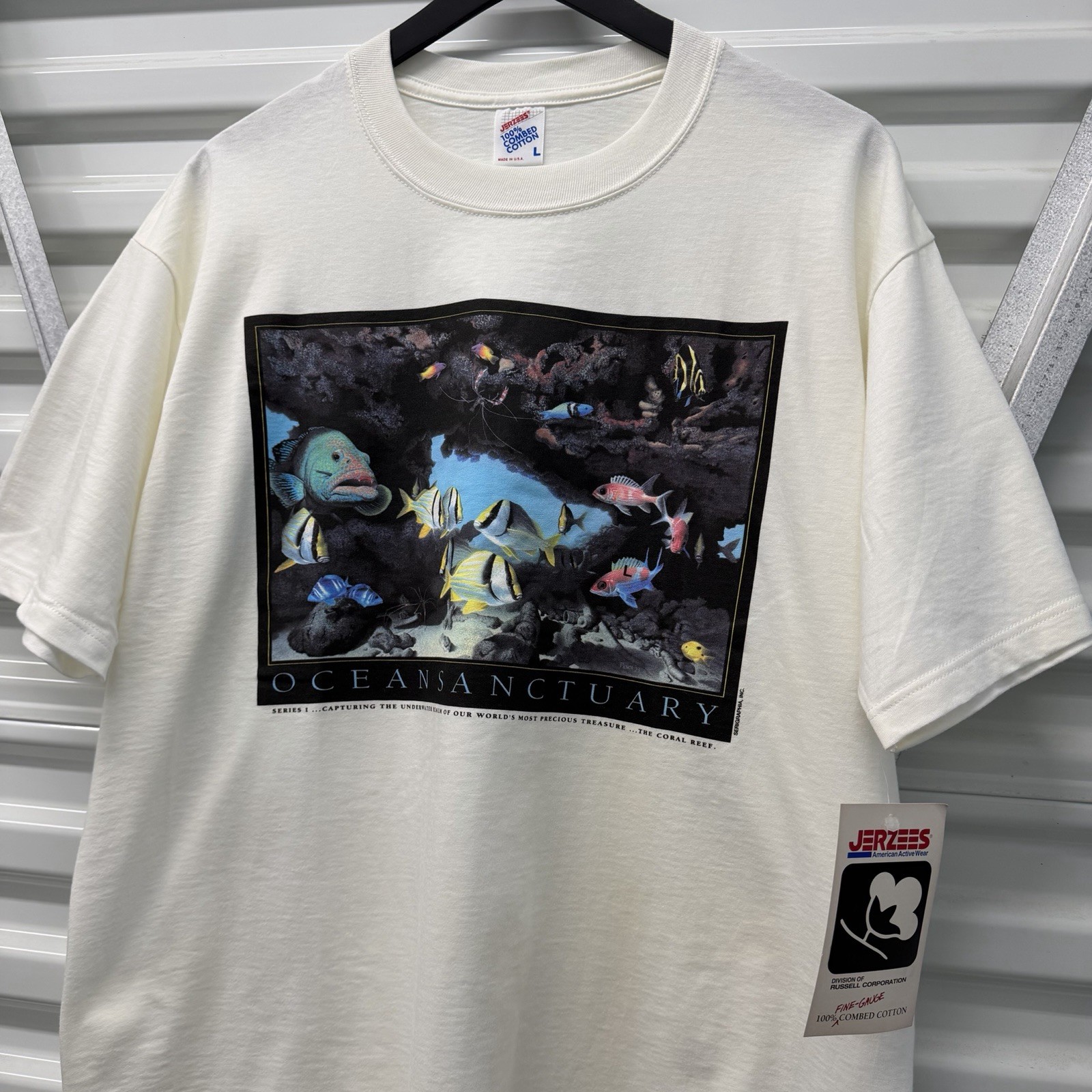 Vintage Ocean Sanctuary Underwater Nature T-shirt Mens L USA Made NWT Coral Reef