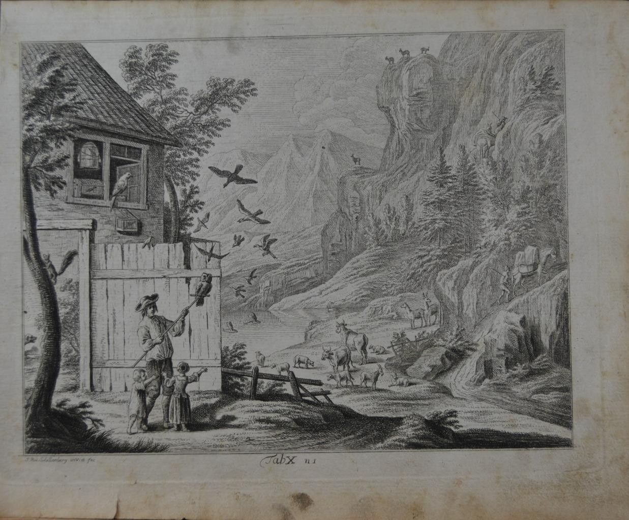 Antique 1774 Engraving Art Alpine Scene Art Original History German