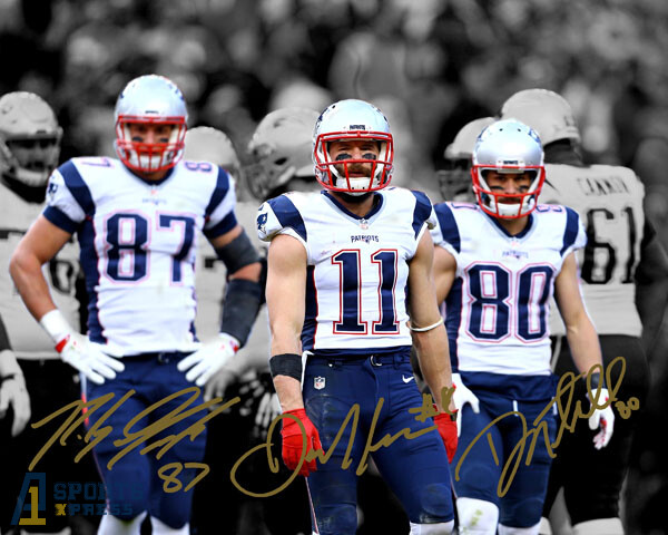 Rob Gronkowski Julian Edelman Dan Amendola Patriots Signed Photo Autograph Print