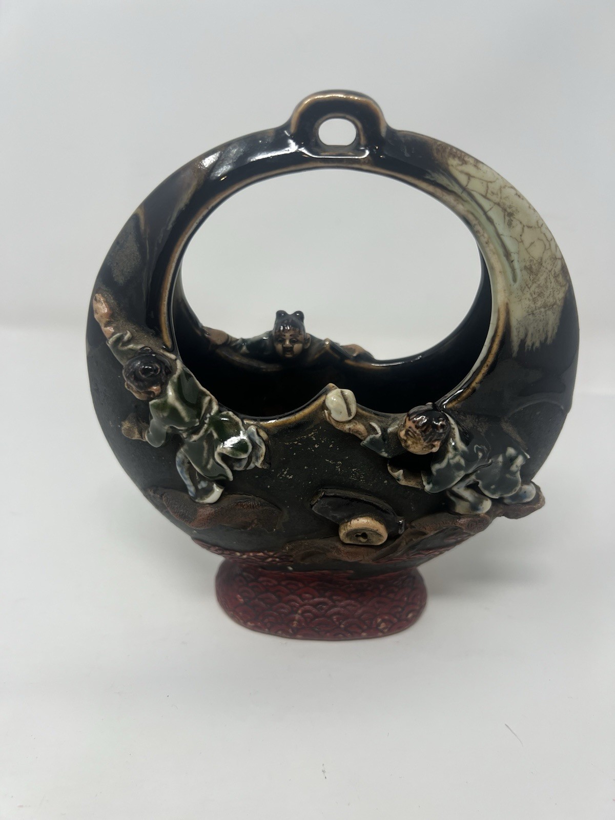Antique Japanese Porcelain SUMIDA ware INOUE RYOSAI Moon Vase Japan