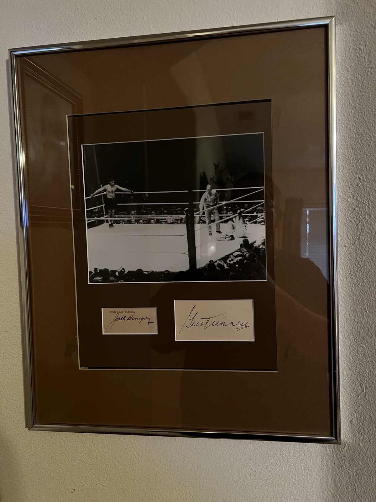 Jack Dempsey Gene Tunney Signed Boxing Photo Framed w/ Grad Authentication Jack Dempsey Gene Tunney Signed Boxing Photo Framed w/ Grad Authentication