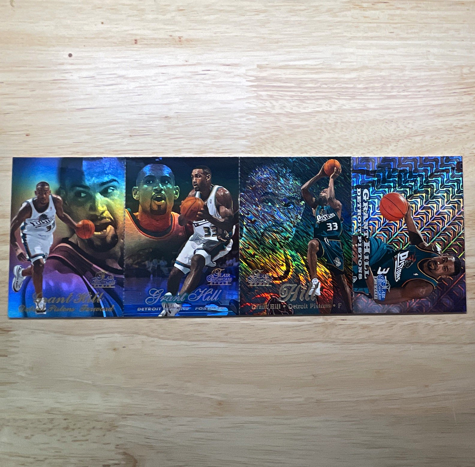 Fleer 1998-99 Flair Showcase Grant Hill Pistons Insert Lot 4 Cards #1 #5 #9 Fleer 1998-99 Flair Showcase Grant Hill Pistons Insert Lot 4 Cards #1 #5 #9