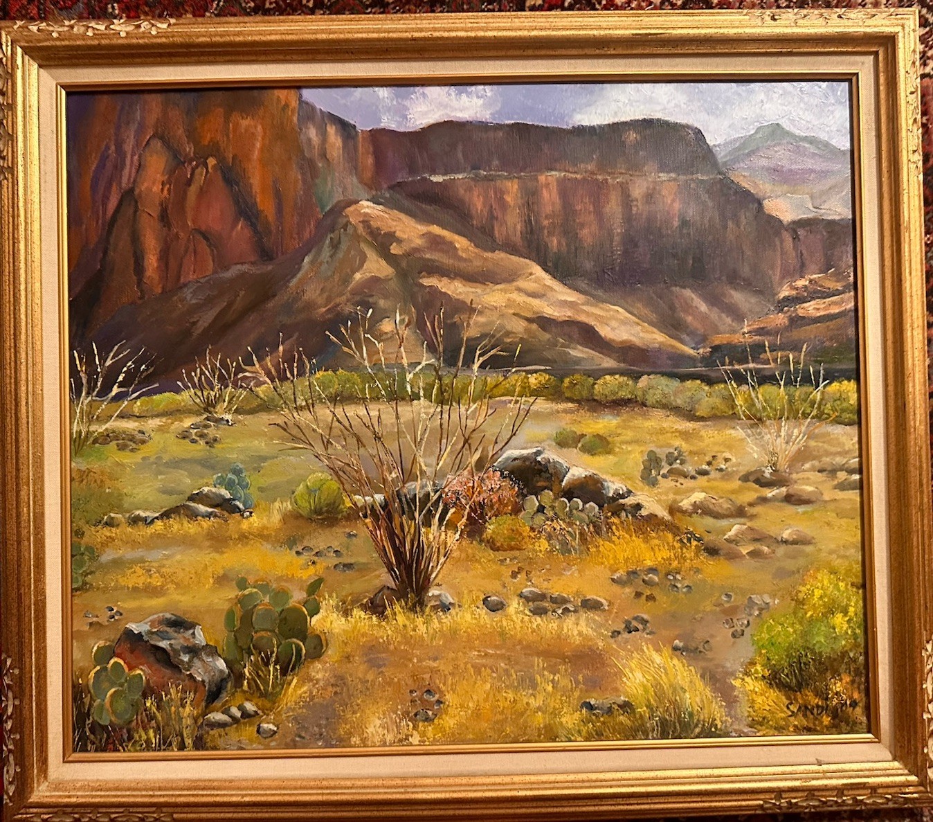 Original Plein Air “Desert Scene” By Calif. Artist S.Brigham Southwest Framed