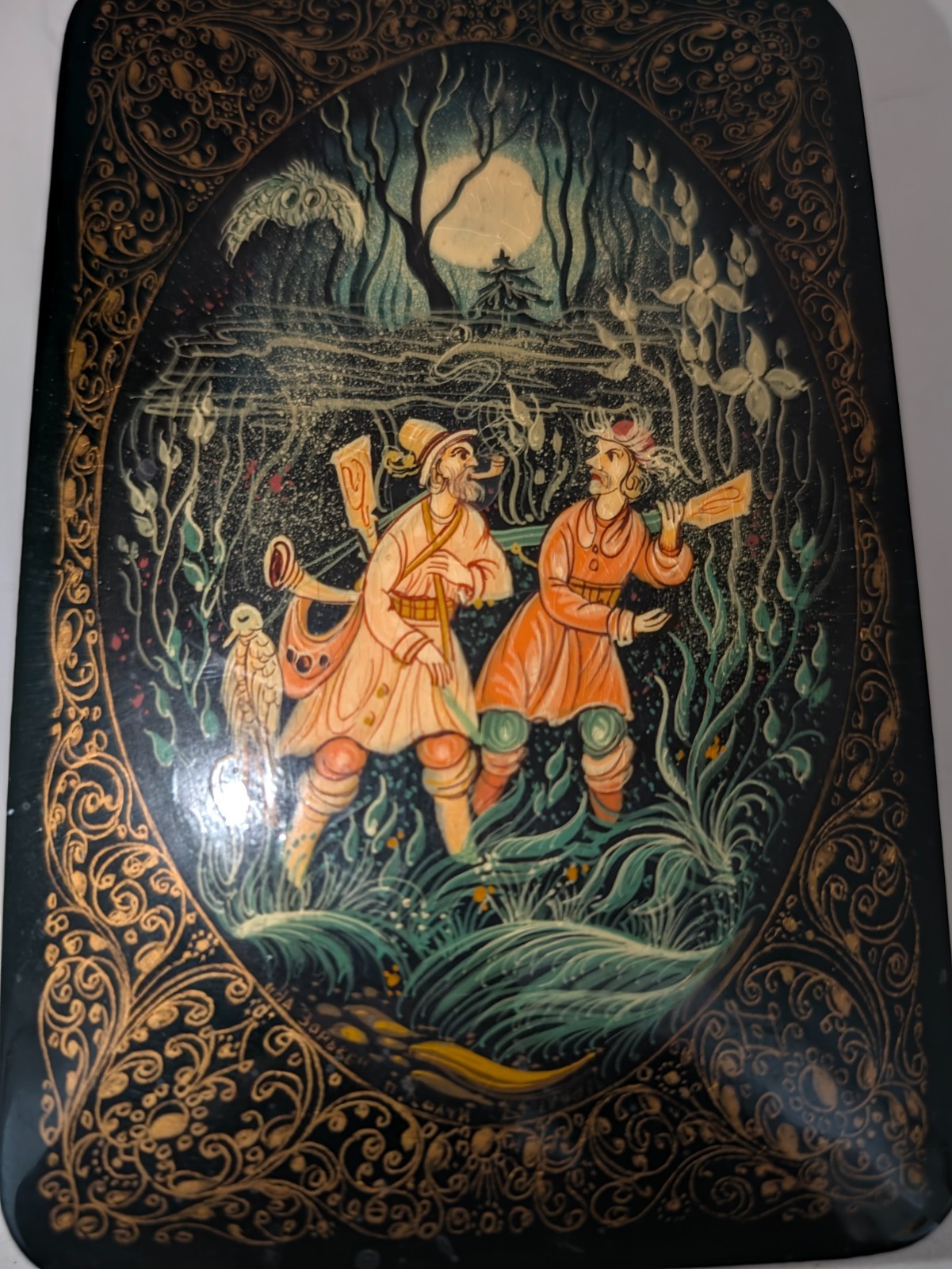 Authentic Vintage Palekh Russian Lacquer Box Authentic Vintage Palekh Russian Lacquer Box
