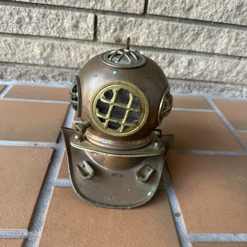 Rare Vtg Mini Copper & Brass Rolex Submariner Watch Display Diving Diver Helmet