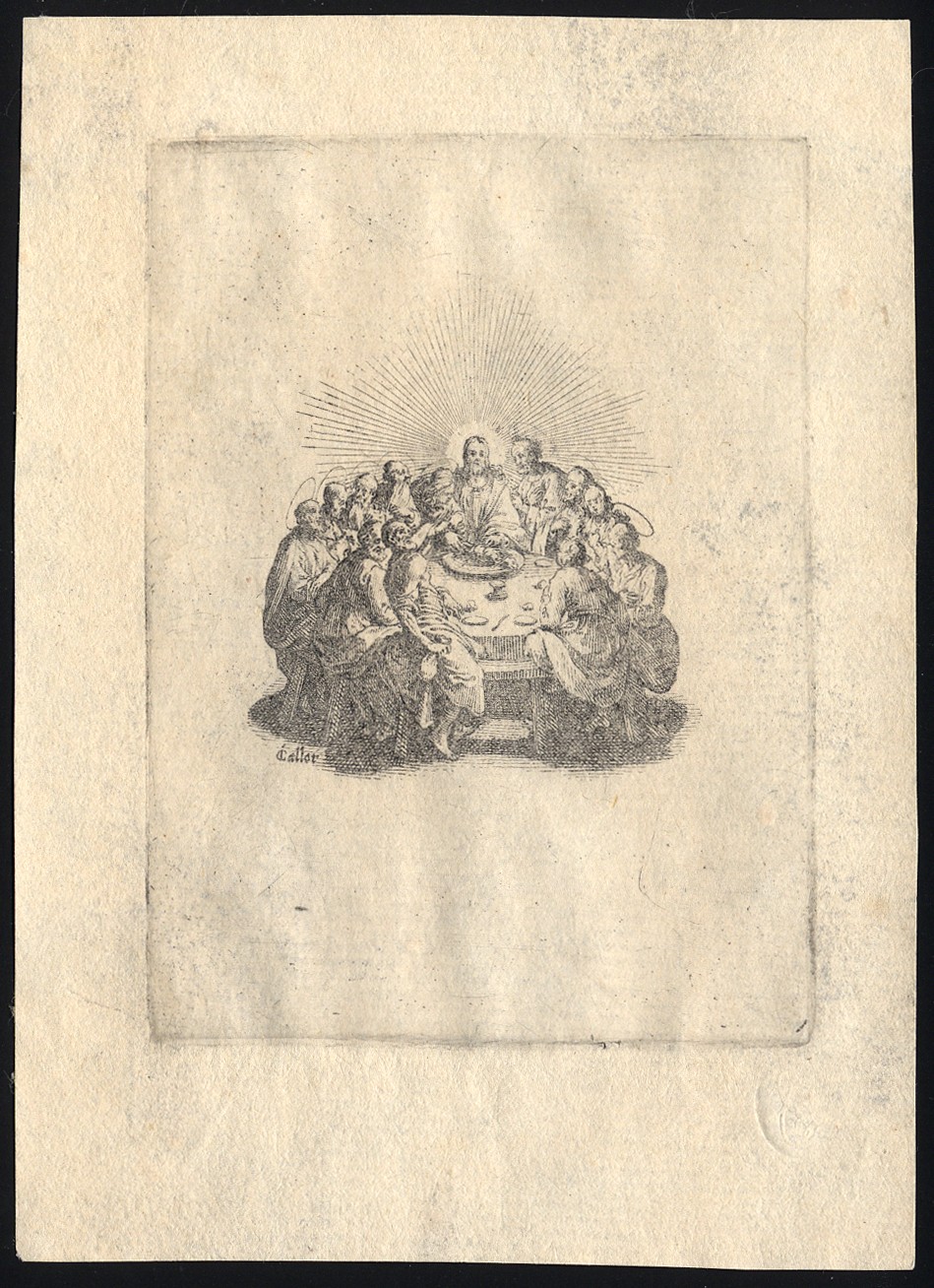 Antique Master Print-CHRIST-LAST SUPPER-APOSTLES-Callot-ca.1620