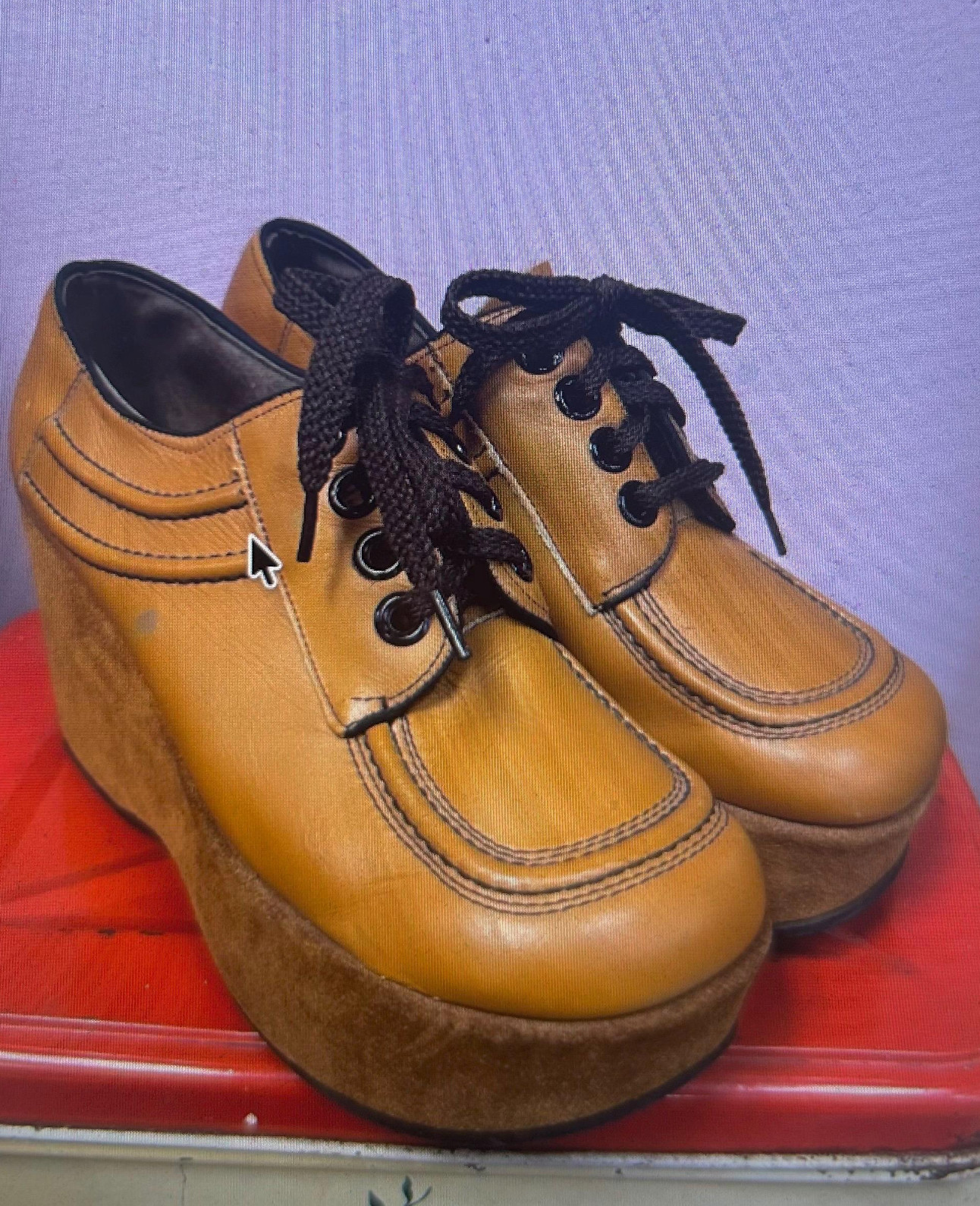Vintage 1970\'s LEATHER PLATFORM - GALLENKAMP Fashion Footwear - size 9.5