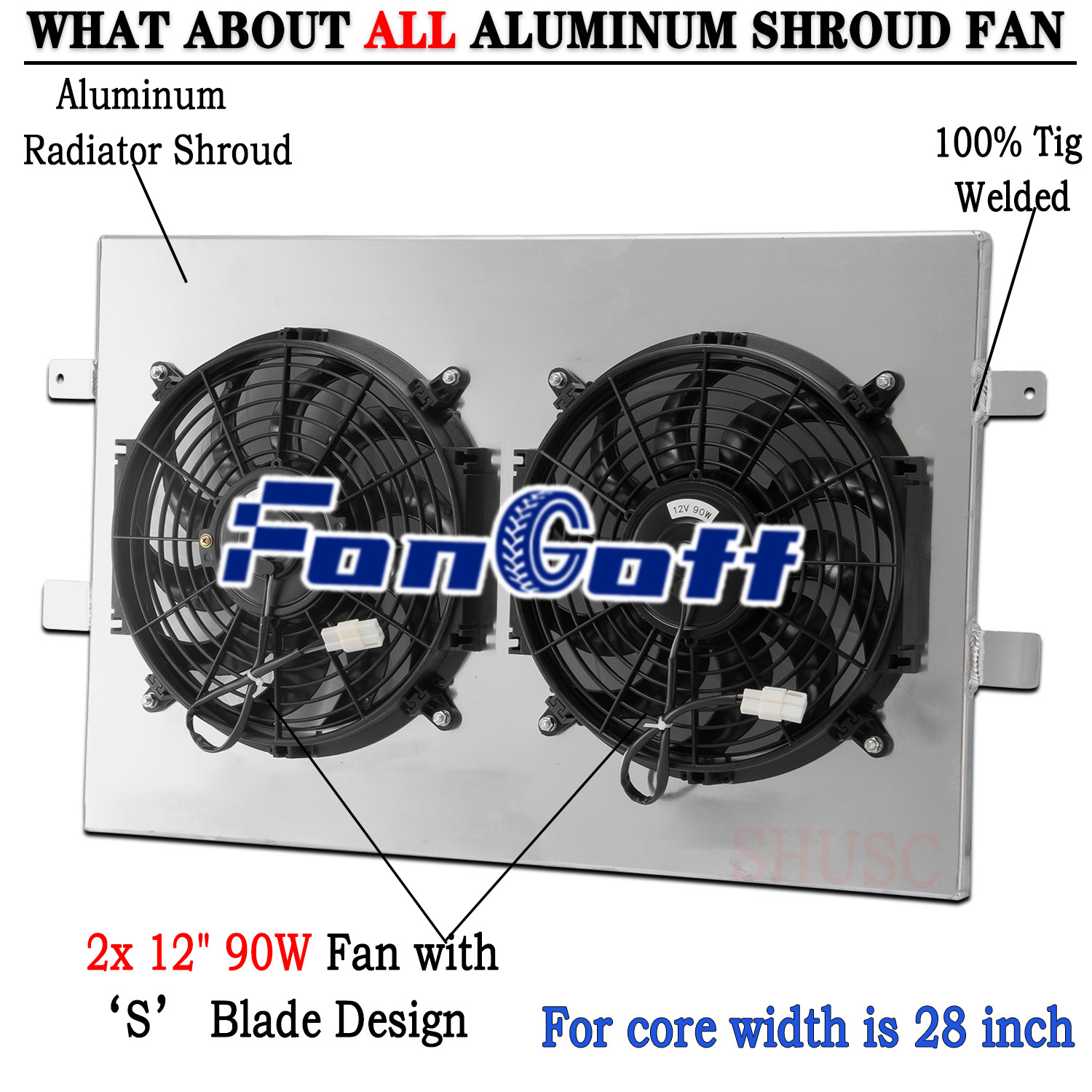 2334 Aluminum Shroud Fan For 1999-2013 2010 Chevy Silverado GMC Sierra 1500 2500