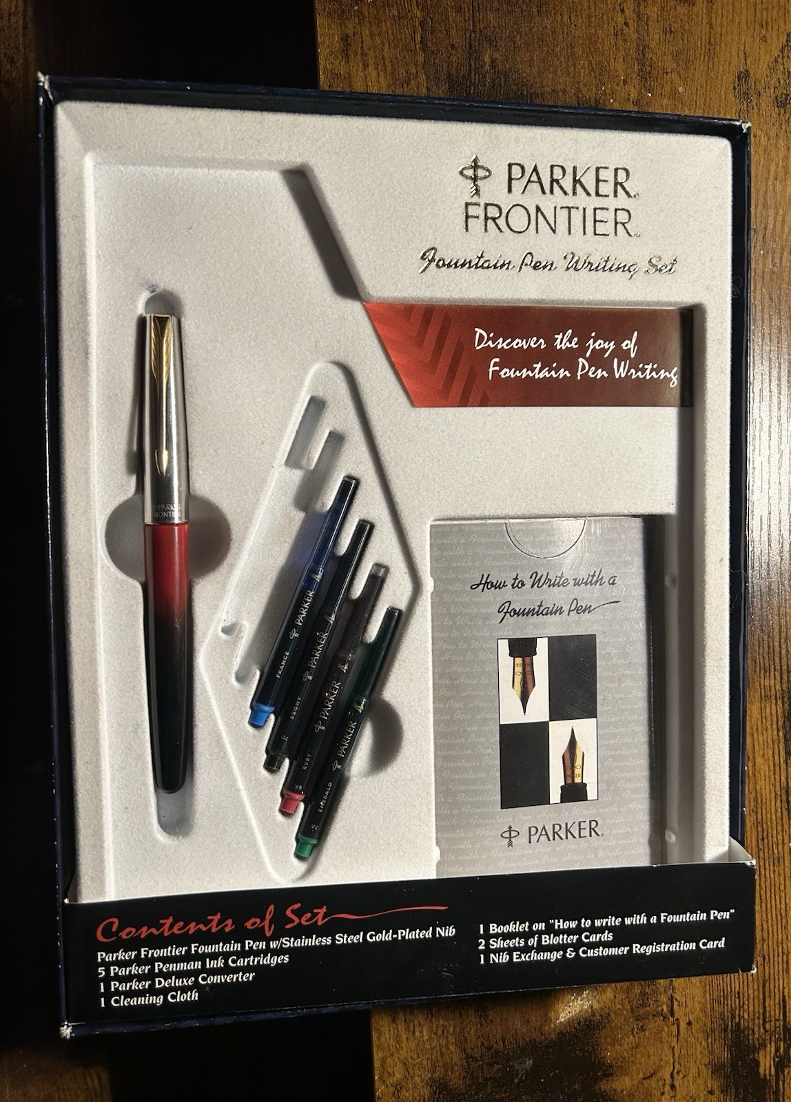 1997 Parker Frontier Fountain Pen Writing Set - Used - Parker Penman Cartridges