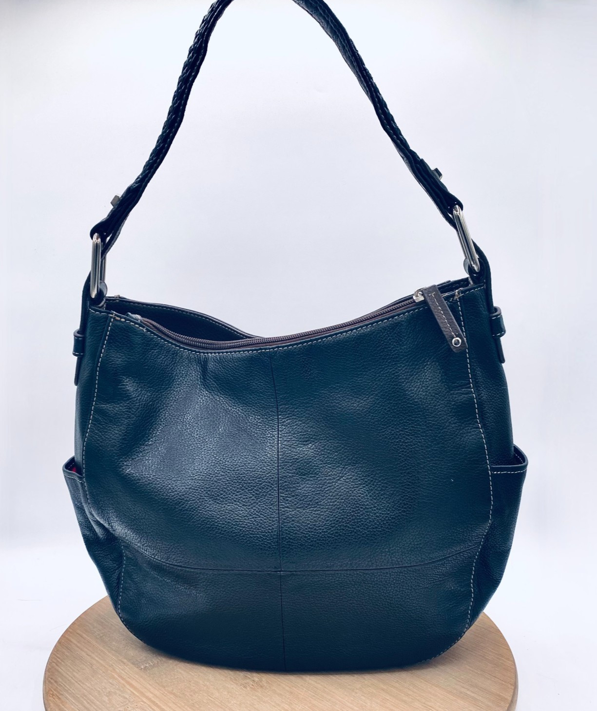 Tignanello Handbag Purse Womens L Black Leather Shoulder Bag Hobo Minimalist Tignanello Handbag Purse Womens L Black Leather Shoulder Bag Hobo Minimalist