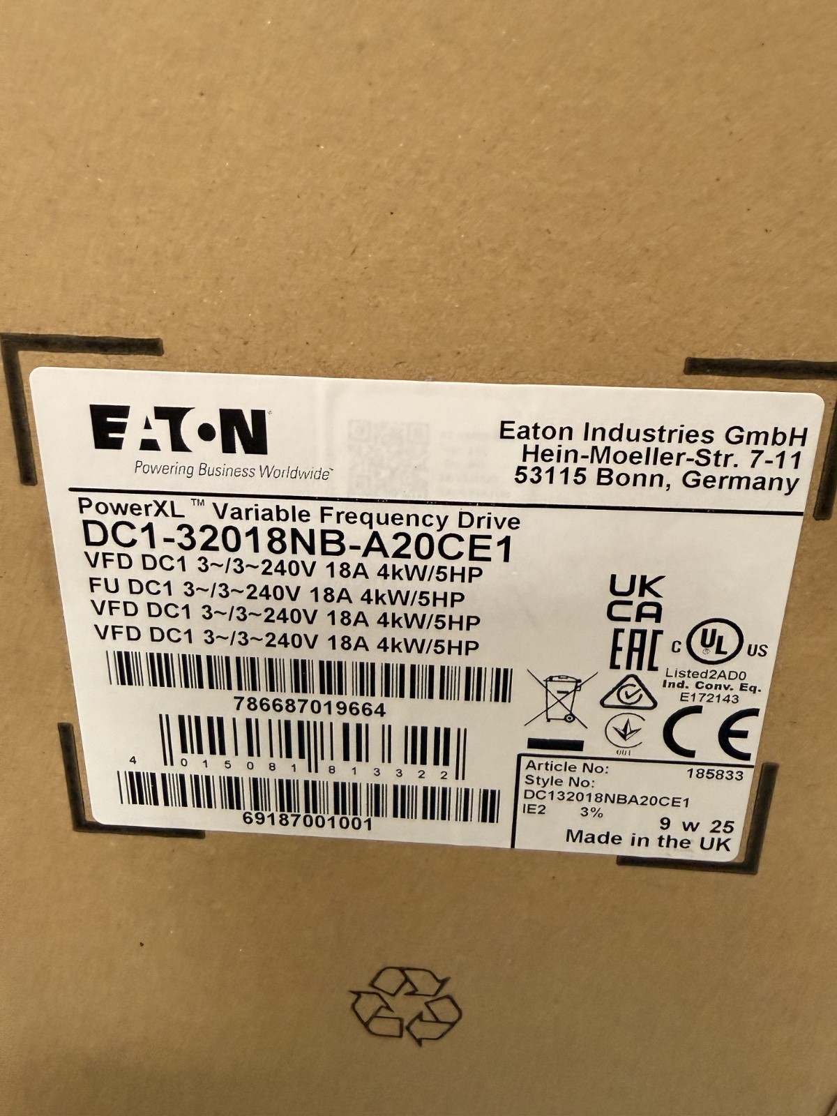 EATON CORPORATION DC1-32018NB-A20CE1 / DC132018NBA20CE1 EATON CORPORATION DC1-32018NB-A20CE1 / DC132018NBA20CE1