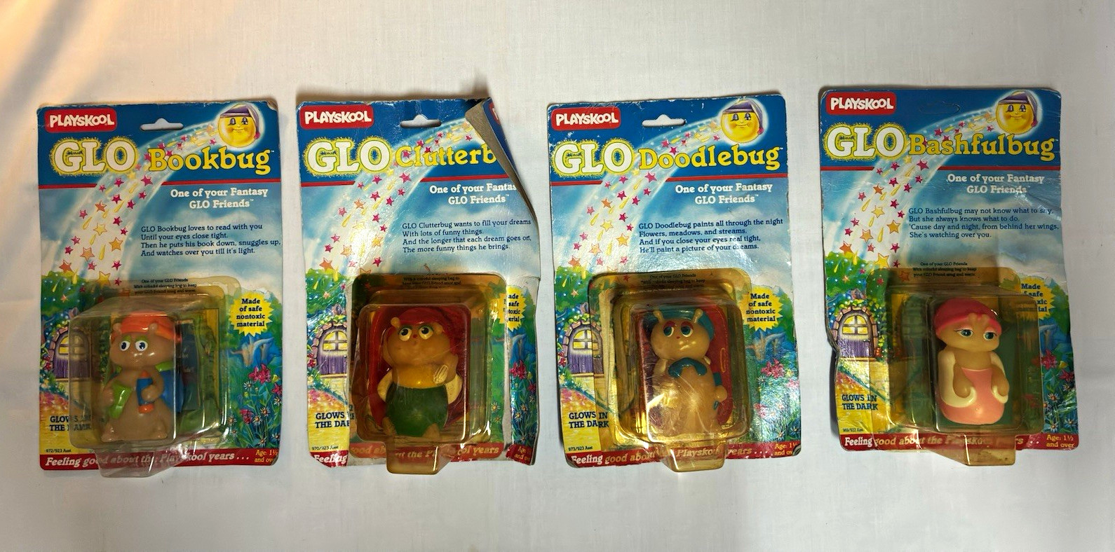 Playskool Glo Friends Glow-in-the-Dark Figure Lot 4 Bugs 1987 969/922