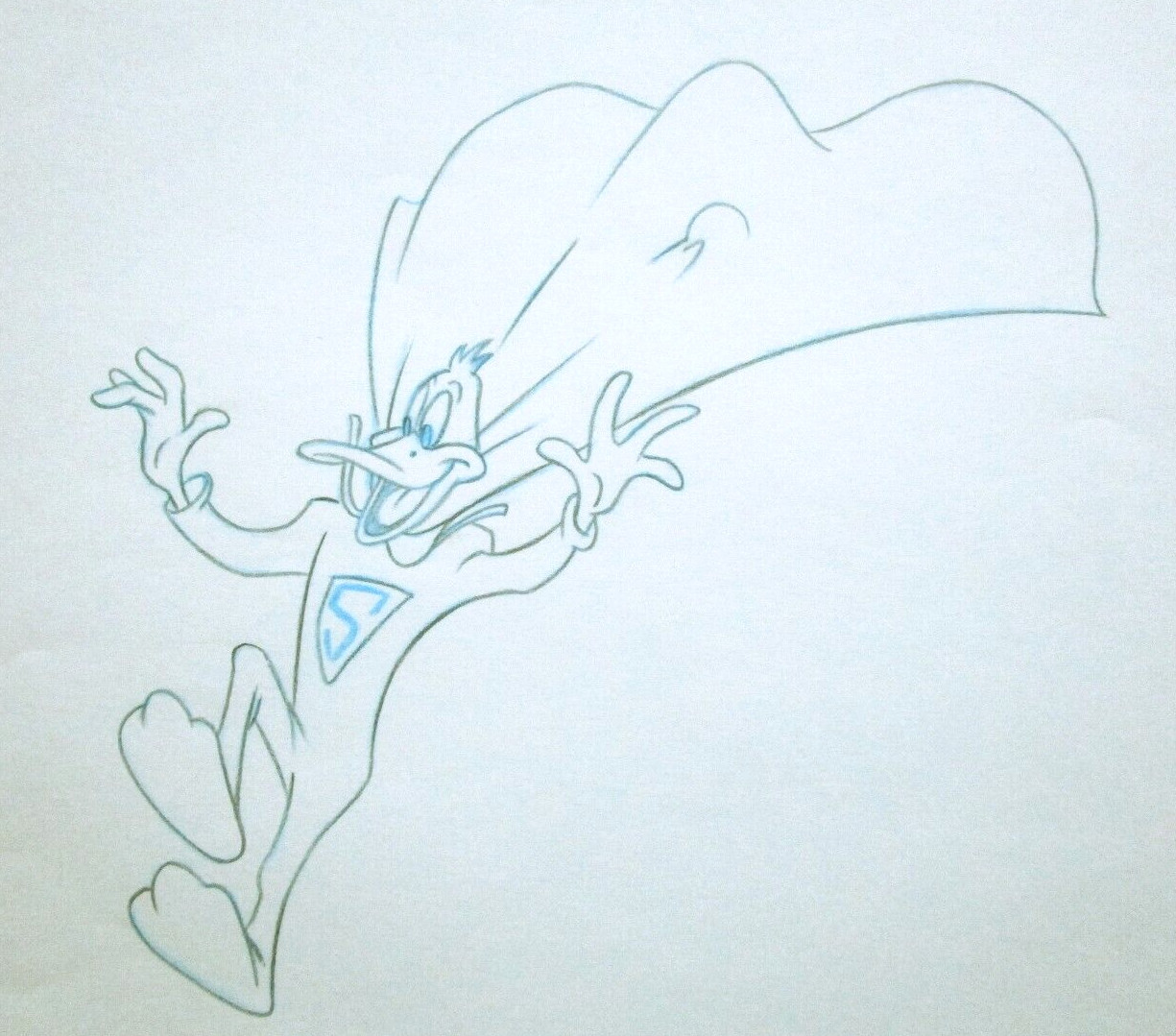 SIGNED DAFFY DUCK SUPERMAN DC Warner Brothers ORIGINAL animation cel DRAWING SIGNED DAFFY DUCK SUPERMAN DC Warner Brothers ORIGINAL animation cel DRAWING