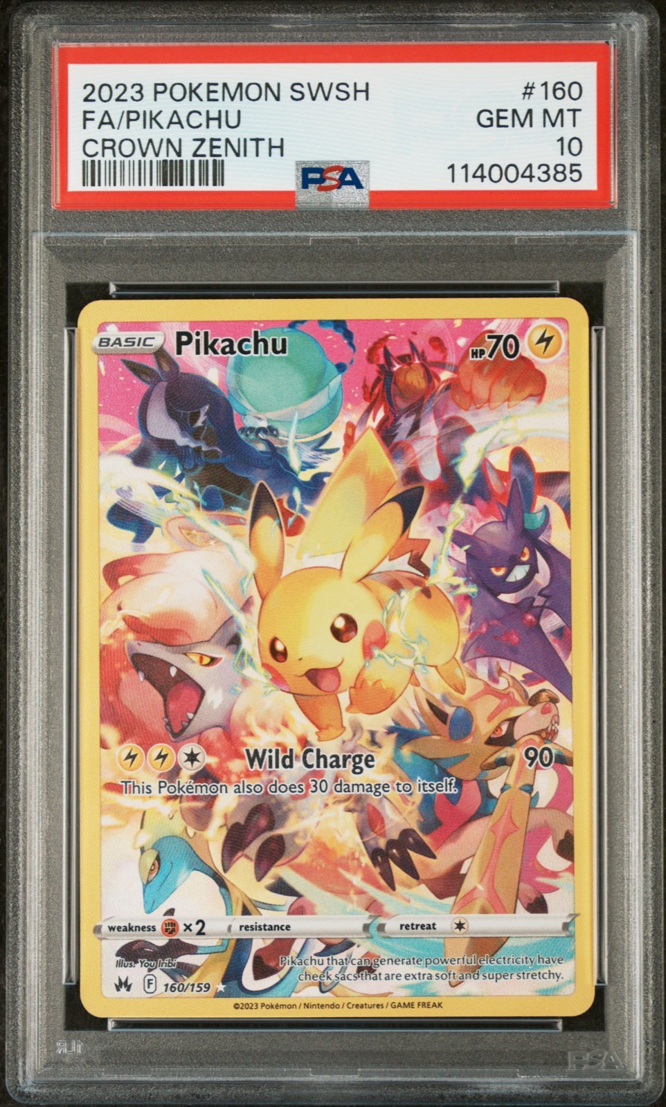 2023 POKEMON SWSH FA/PIKACHU #160 CROWN ZENITH PSA 10 GEM MT