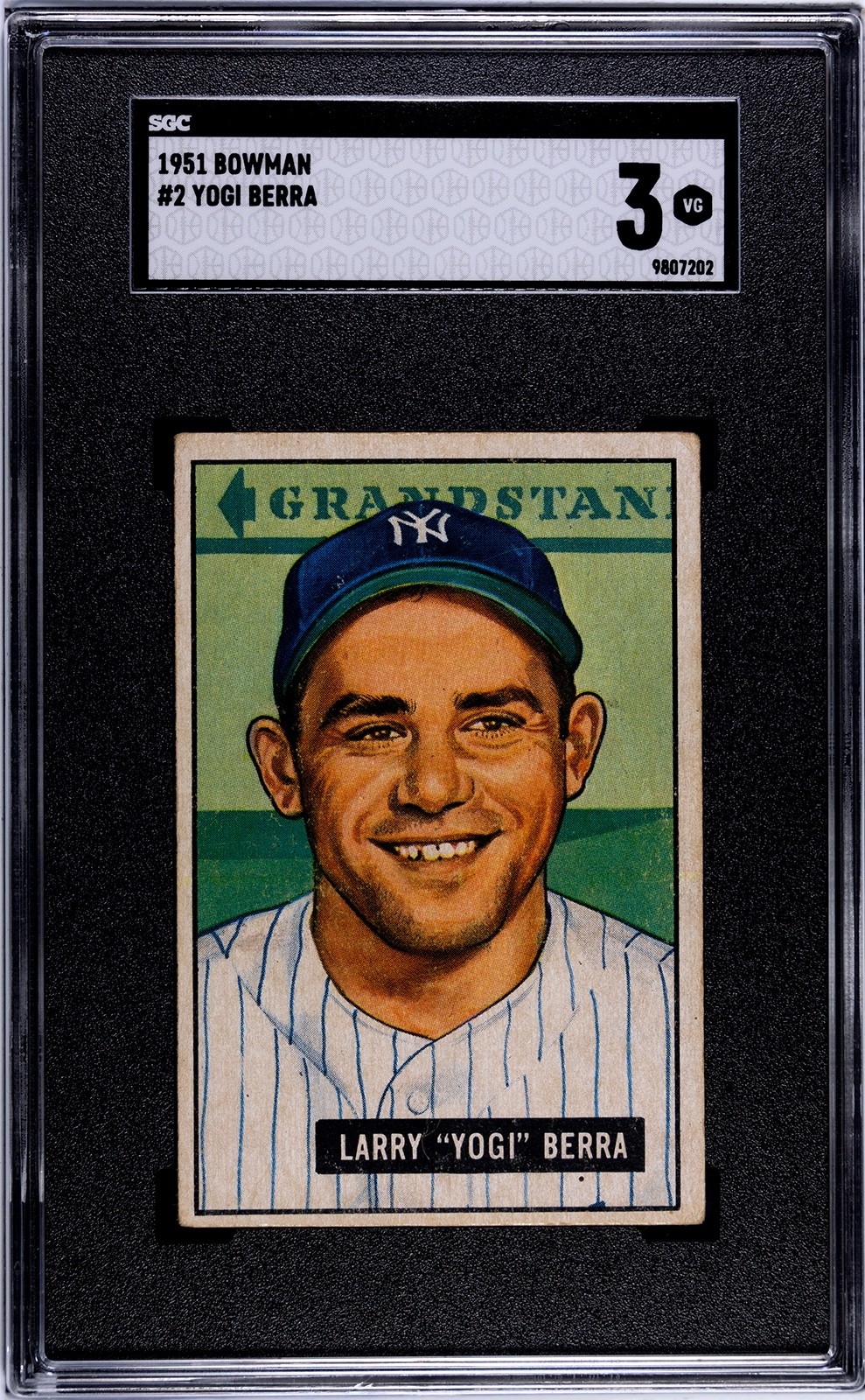 1951 Bowman #2 Yogi Berra SGC 3 Vintage Yankees HOF Baseball Card (7202)