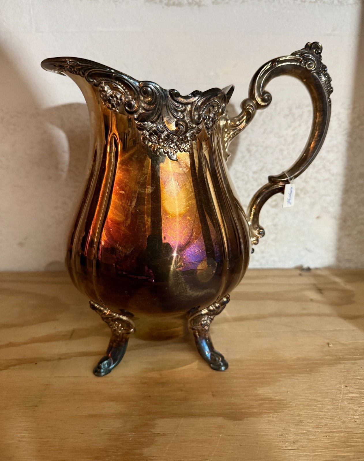 Vintage Wallace Grande Baroque Silverplate Water Pitcher with Ornate Detailing Vintage Wallace Grande Baroque Silverplate Water Pitcher with Ornate Detailing
