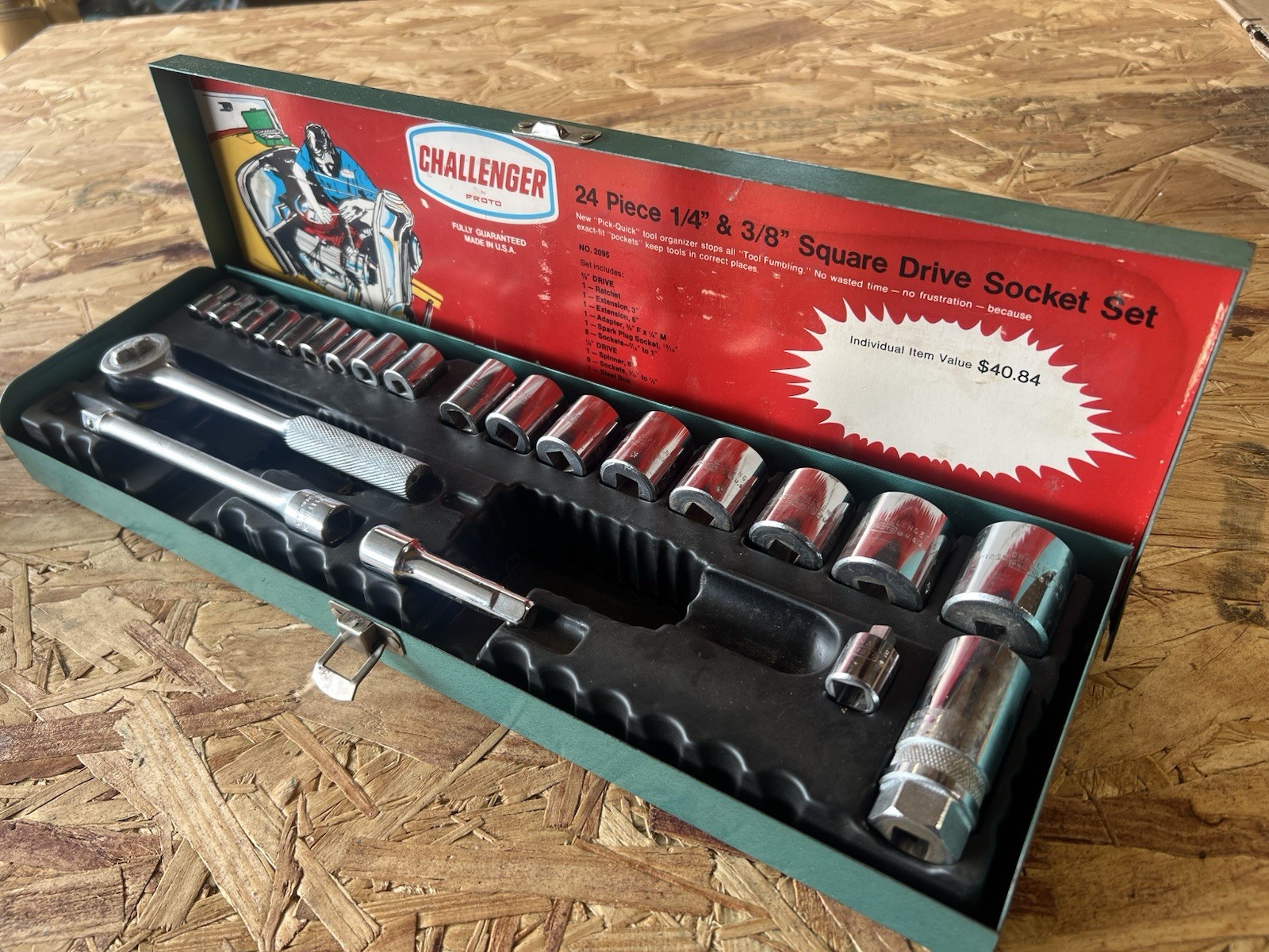 Vintage Challenger By Proto 2095 1/4” & 3/8”Socket Set