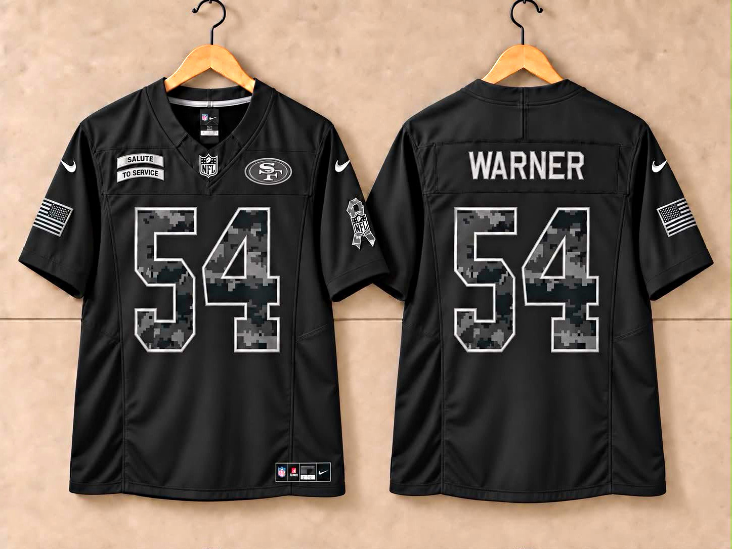Nike San Francisco 49ers Fred Warner #54 Jersey Salute to Service Black All Size