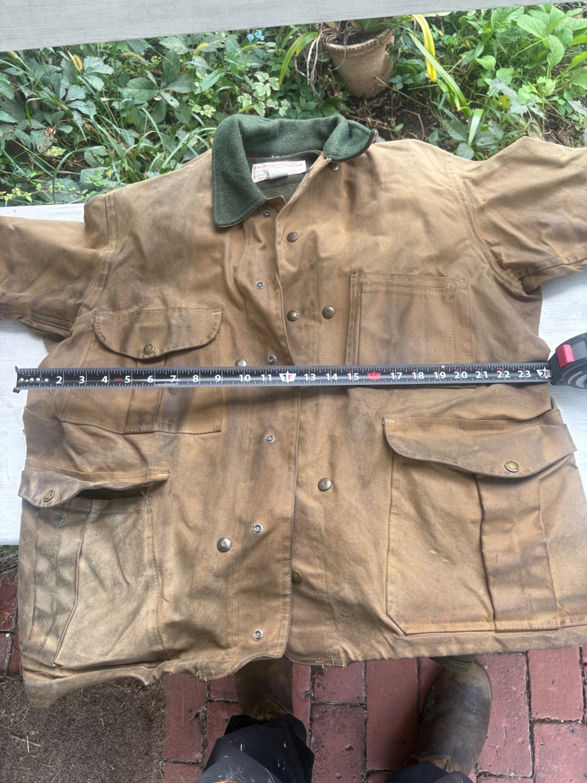 Vintage CC FILSON Co Tin Cloth Hunting Jacket 635 Sz Med Waxed Cotton Fishing Vintage CC FILSON Co Tin Cloth Hunting Jacket 635 Sz Med Waxed Cotton Fishing