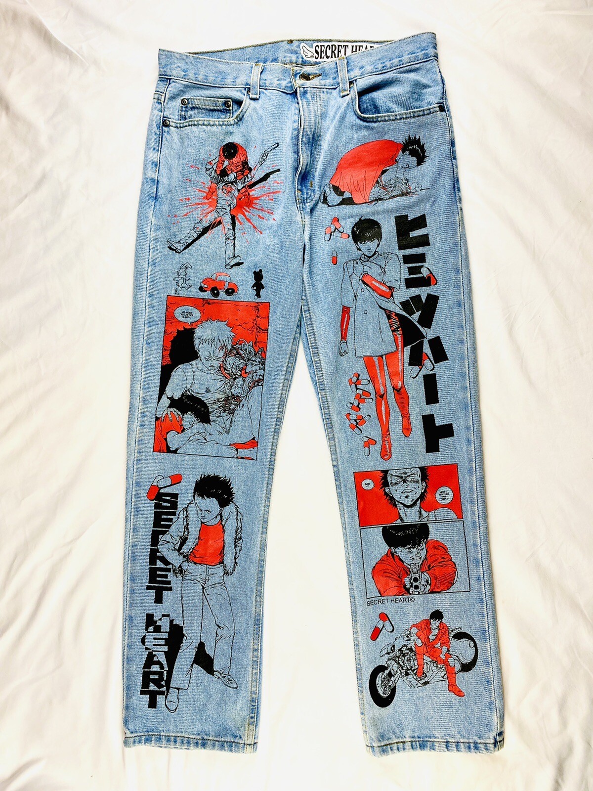 Akira Secret Heart Jeans Rare Handmade Kaneda Tetsuo Anime Katsuhiro Otomo Denim