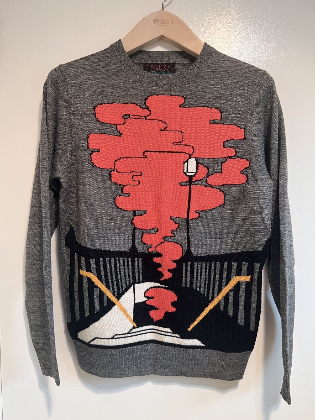 MISHKA NYC Velvet Underground Loaded INTARSIA SWEATER Sz Medium VTG VG+ RARE