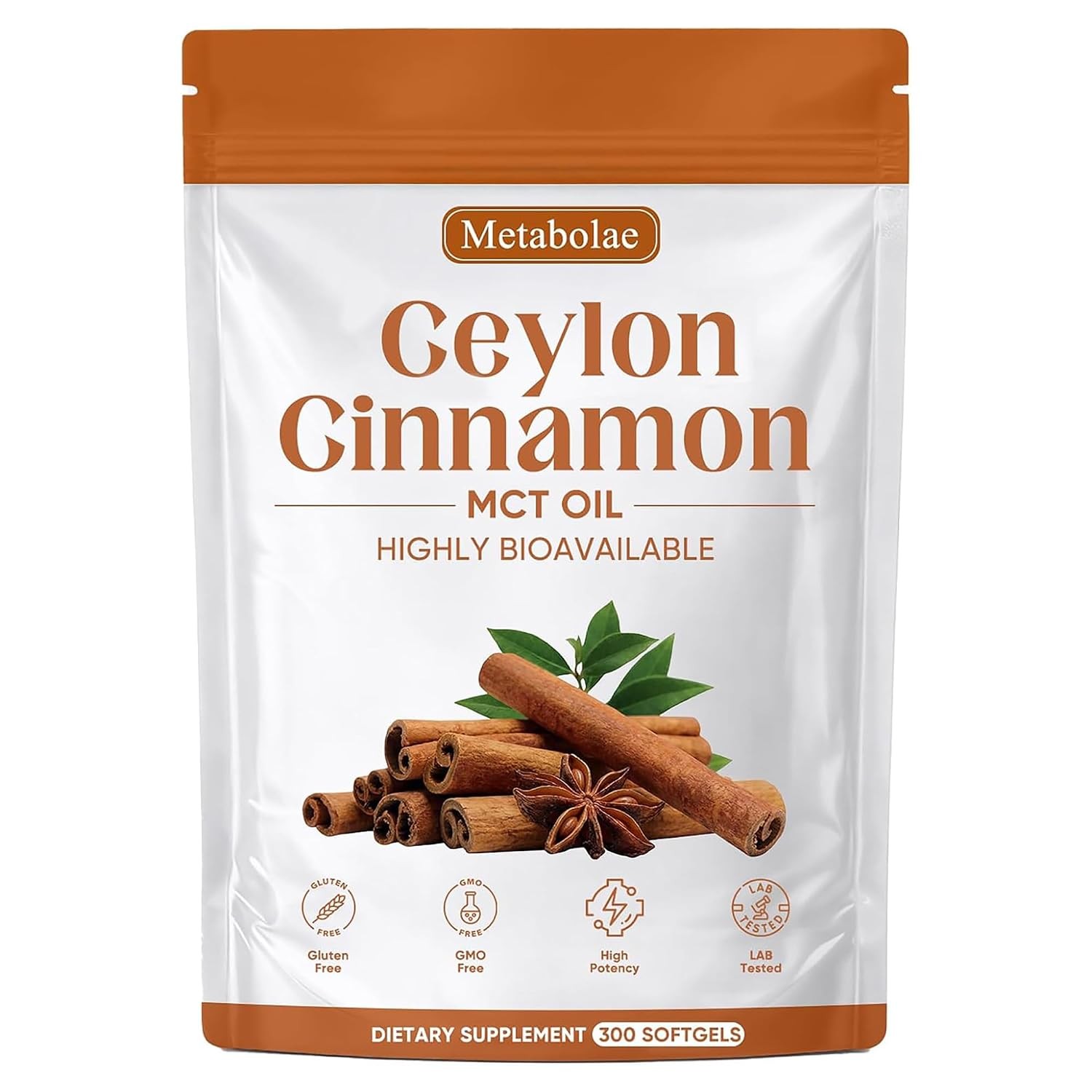 Metabolae Ceylon Cinnamon - 300 Softgels, 12:1 Concentrated Cinnamon Extract wit