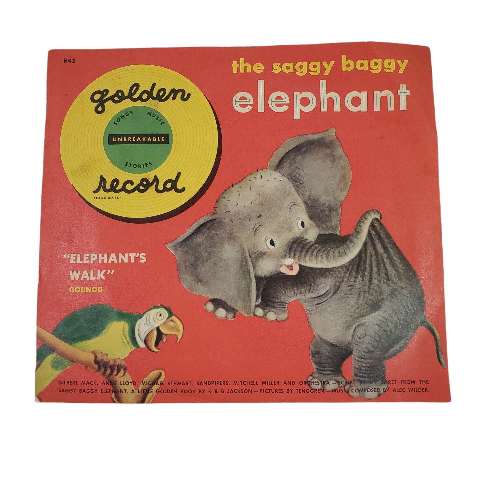 Vintage Golden Records The Saggy Baggy Elephant 45rpm Unbreakable Untested