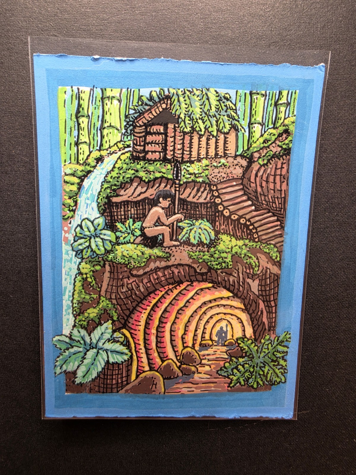 ACEO Art Card Original Bamboo Forest And The Fire Cave By Trevor Sketches 1/1
