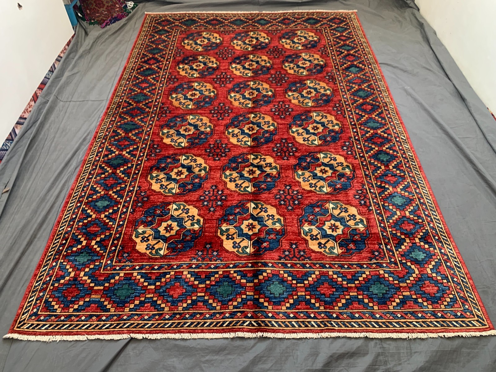 6x10 ft Vintage Afghan Ersari Hand Knotted Wool Tribal Oriental Area Rug 1950s