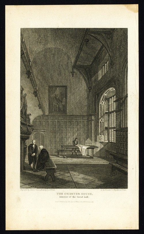 Antique Print-LONDON-CHARTERHOUSE-INTERIOR-SMITHFIELD-ENGLAND-Britton-Lewis-1815