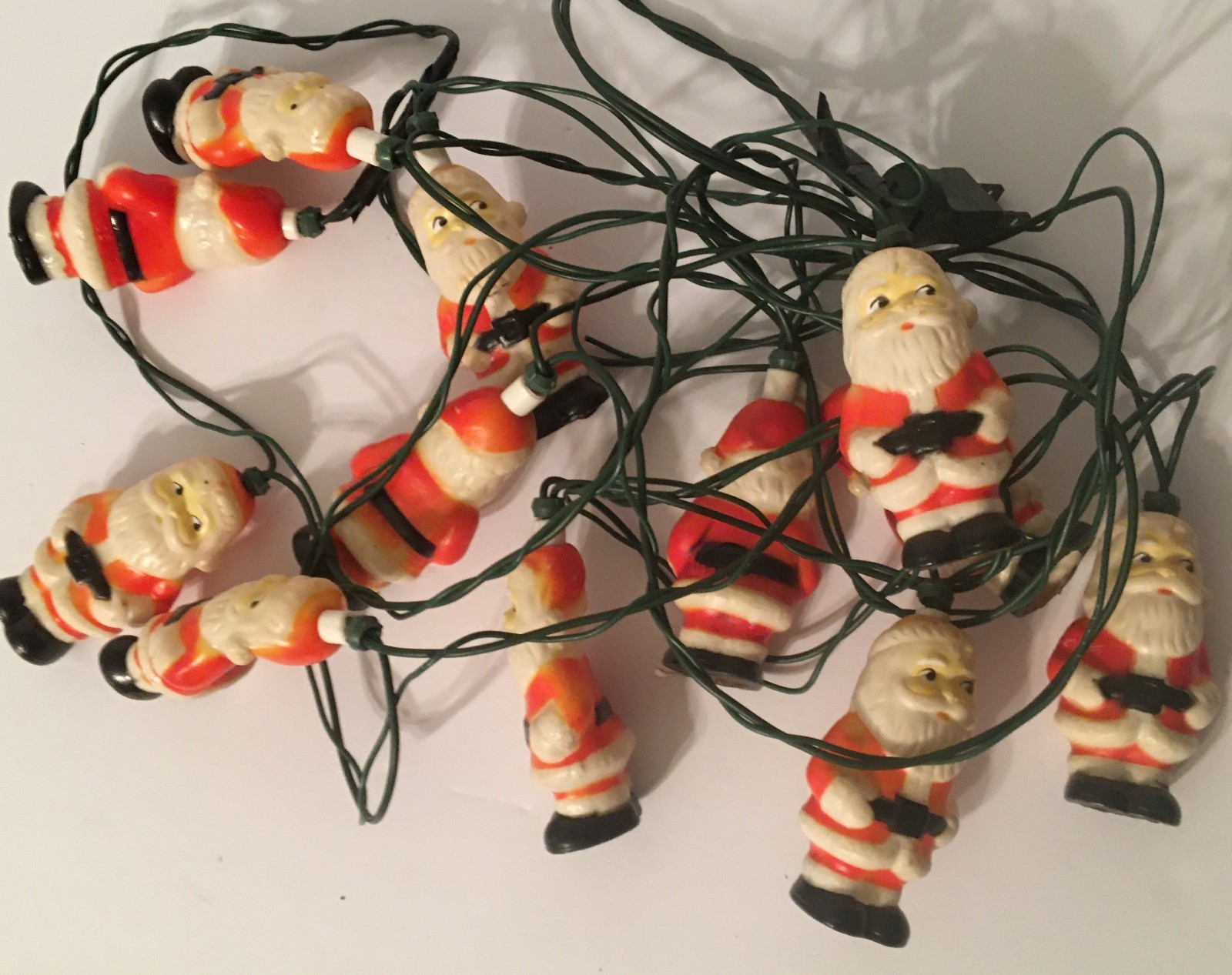 Vintage GE Christmas Merry Midget Set 12 Santa Blow Mold String Lights Works