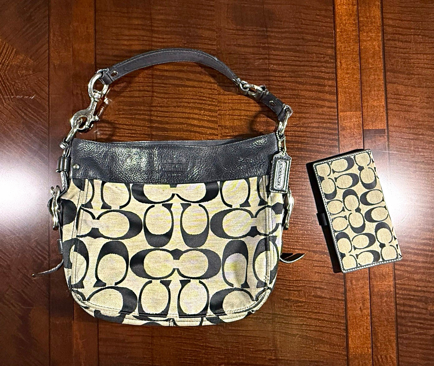 Vintage Y2K Style Coach Signature Zoe Hobo Shoulder Bag AND Matching Wallet