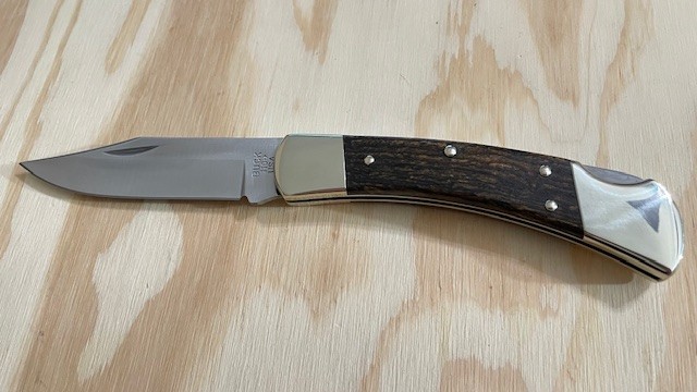 Buck 110USA Ebony WOOD Handle Folding Hunting Knife Lockback without Sheath----