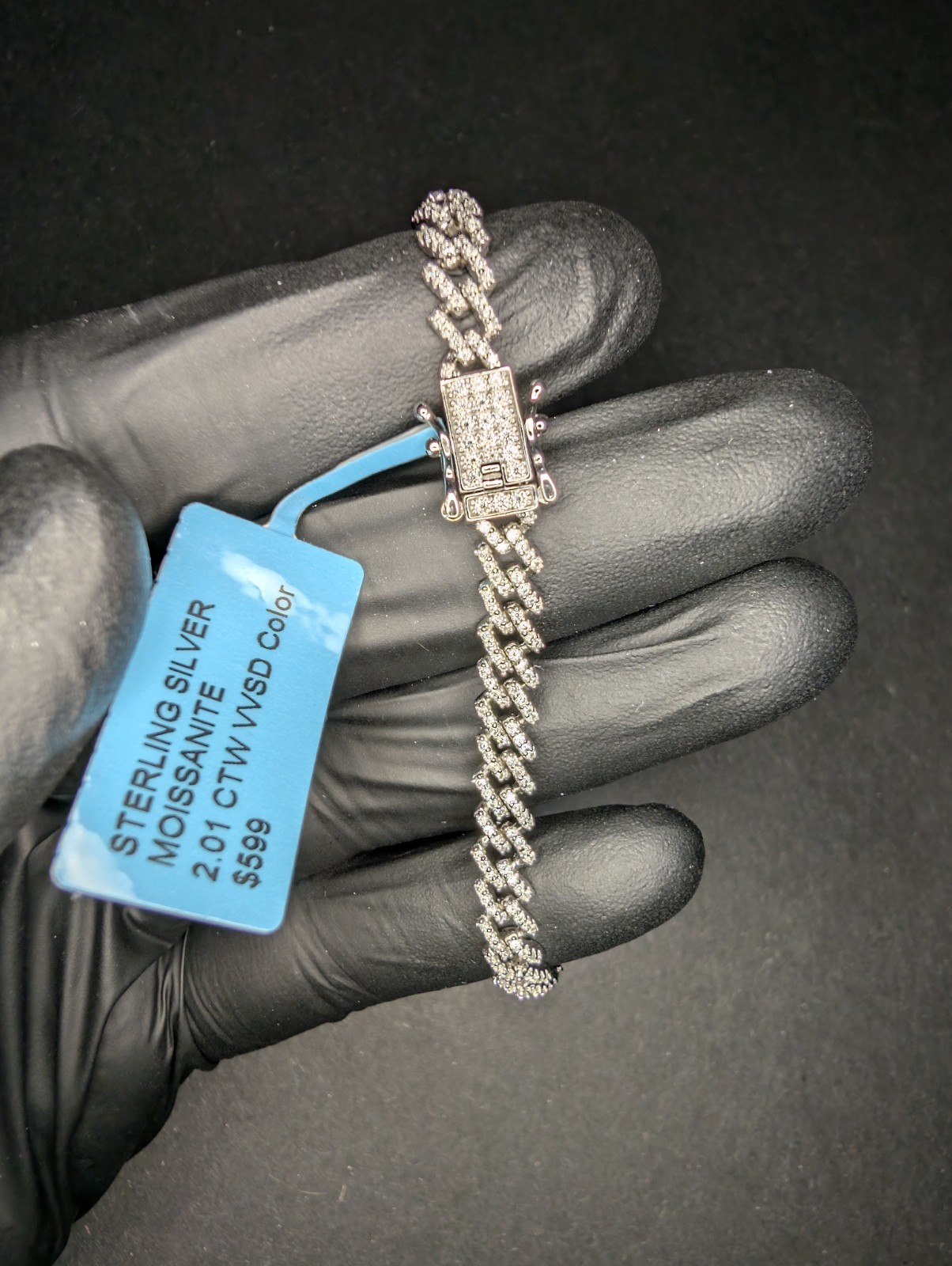 Solid 925 Sterling Silver VVS D Moissanite 7\