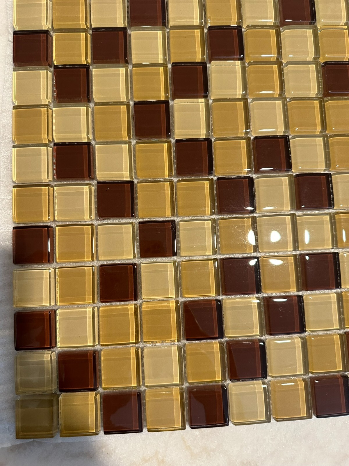 Dark Beige Mix Glossy Glass Mosaic 1\