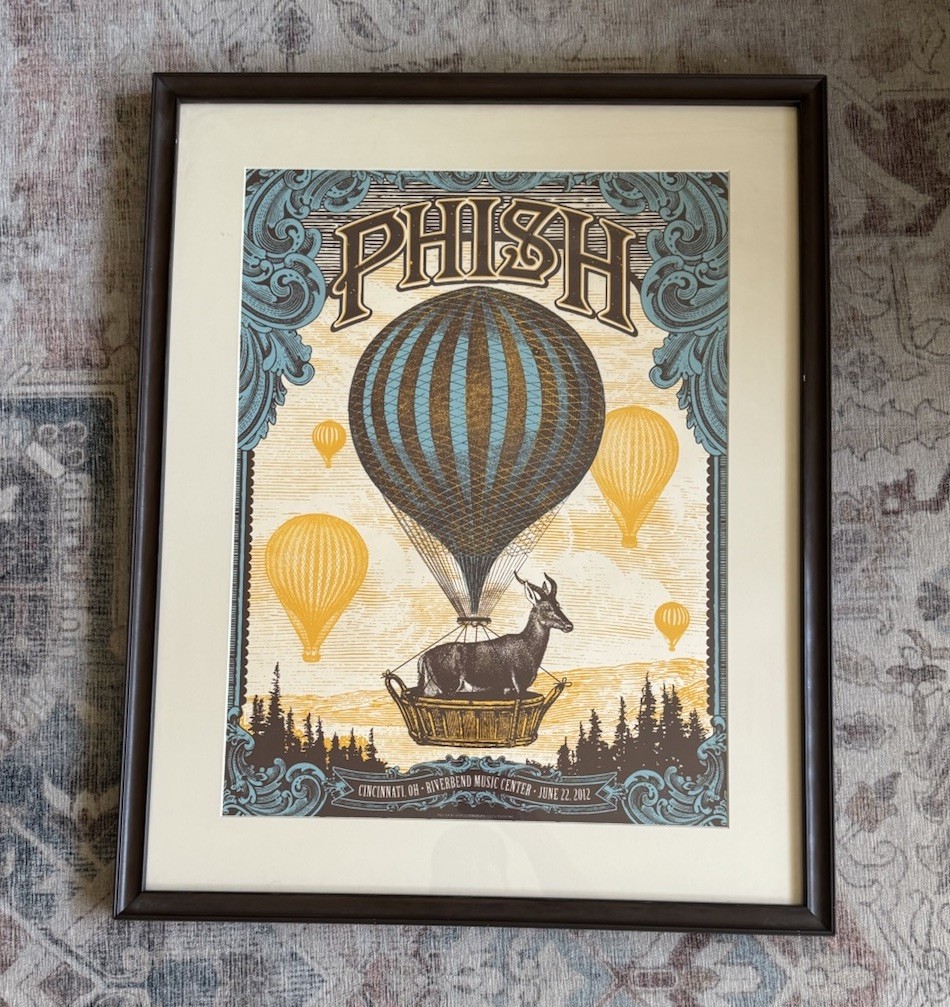 Phish 2012 Cincinnati Riverbend Concert Poster Print + Ticket Framed 24.75x30.25