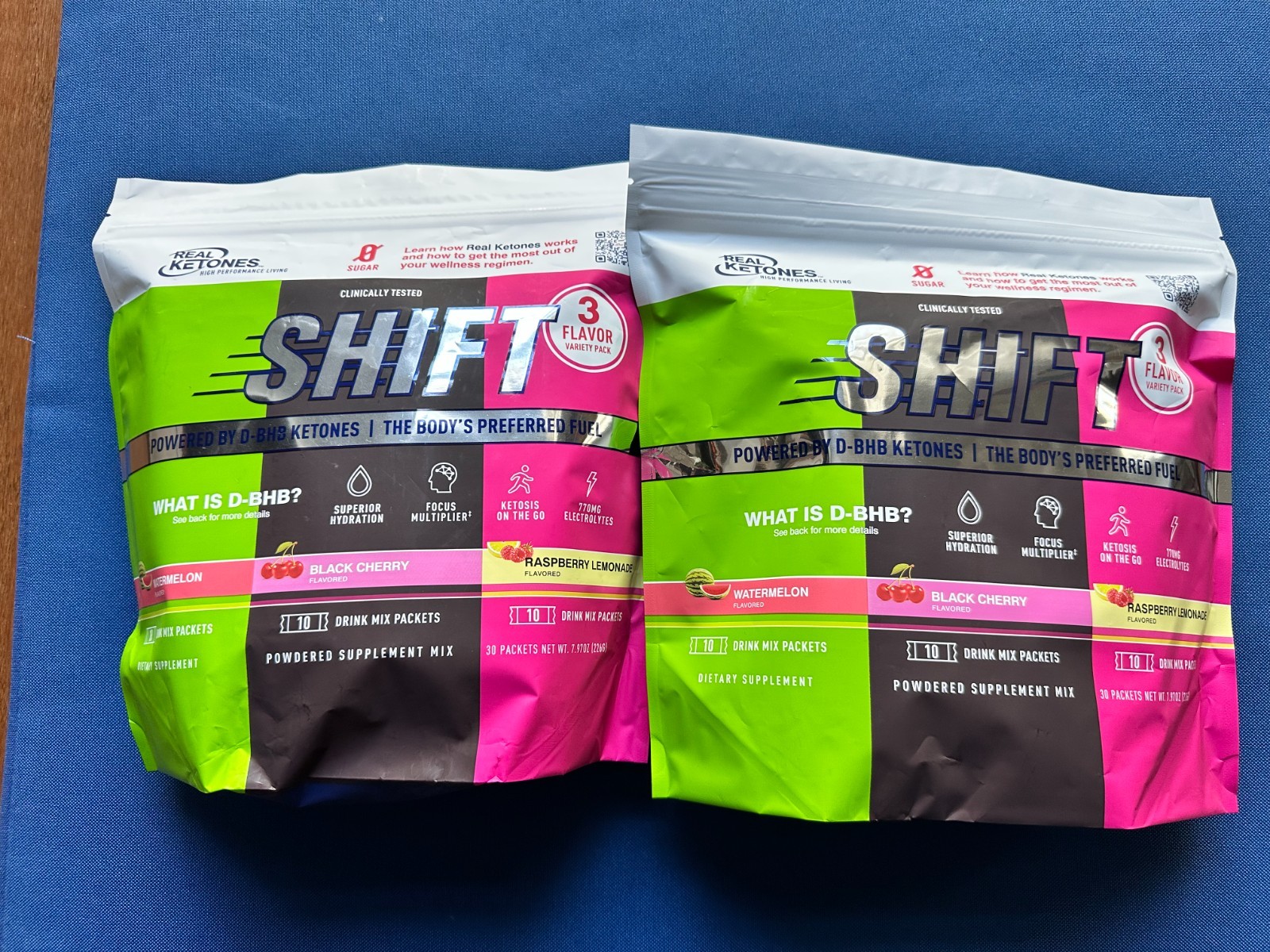 2 x Real Ketones BHB SHIFT Variety Pack, 3 Flavors, 60 Days Supply, Exp 2028