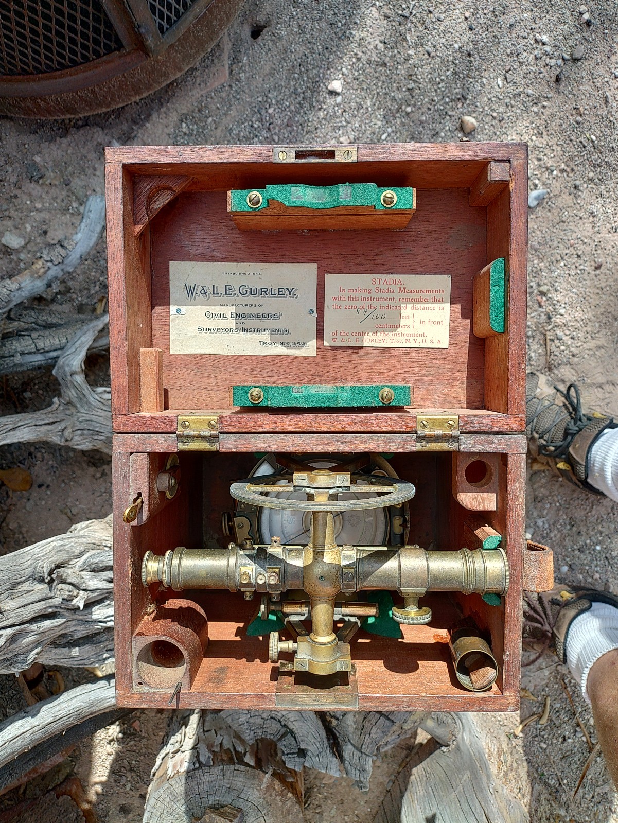 Antique W. & L. E. Gurley Transit, with Wooden Case, Pre-1908