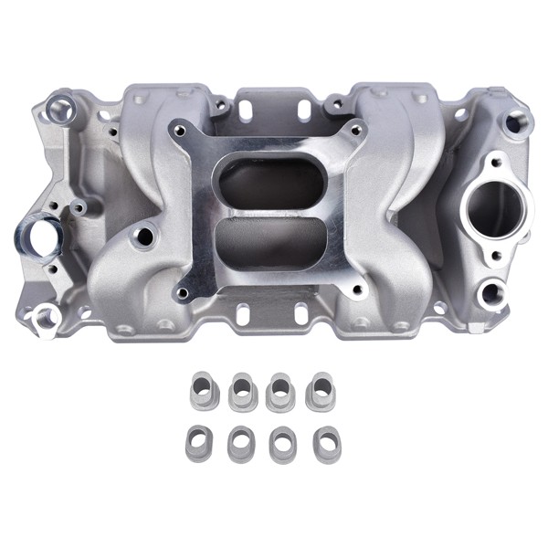 NEW-Aluminum Dual Plane Air Gap Intake Manifold For Small Block Chevy 262-4