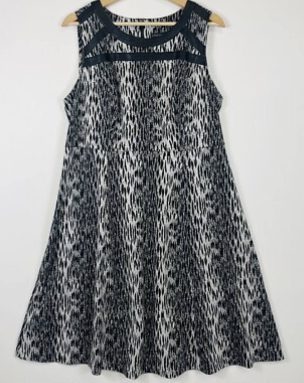 Lane Bryant Dress Animal leopard Print Leather Black Sleeveless midi plus 18 XXL Lane Bryant Dress Animal leopard Print Leather Black Sleeveless midi plus 18 XXL