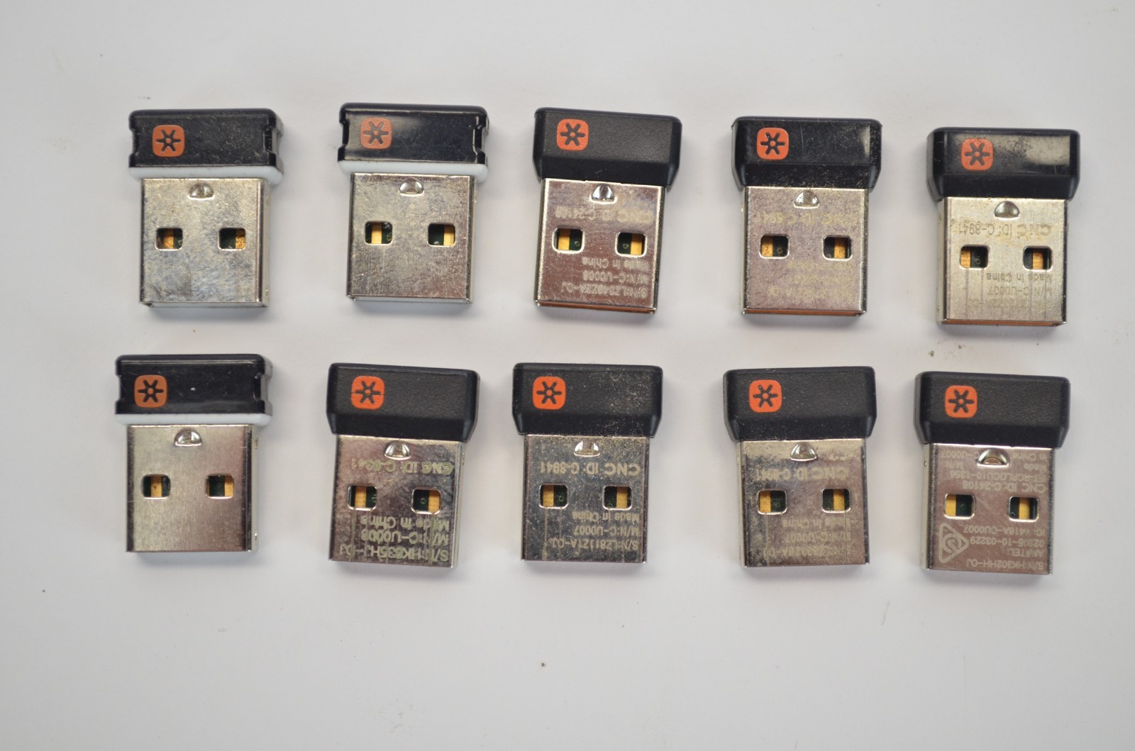 Lot of 10 Genuine Logitech Unifying USB Receiver Dongles C-U0007 C-U0008