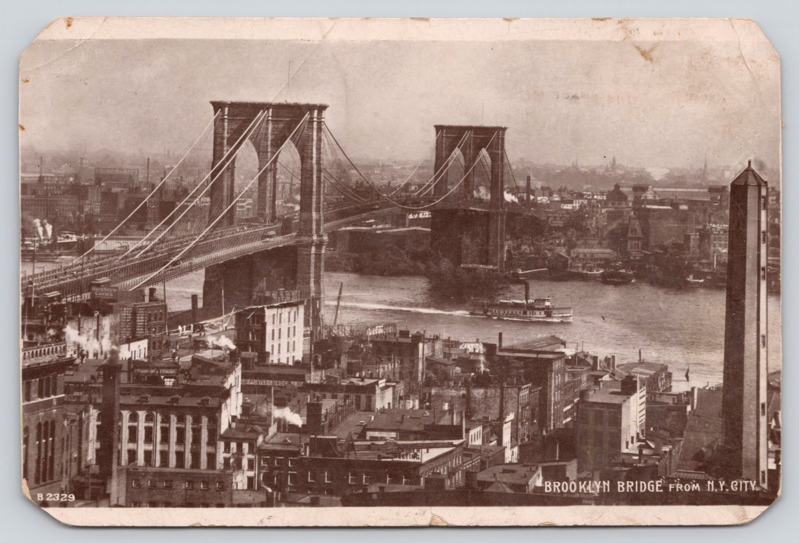 Brooklyn Bridge from New York City Rotograph RPPC 1911 Brooklyn Bridge from New York City Rotograph RPPC 1911
