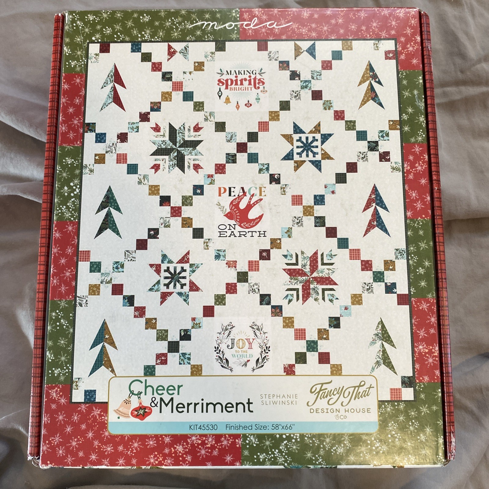Moda CHEER & MERRIMENT Quilt Kit BOX + binding FANCY THAT Christmas