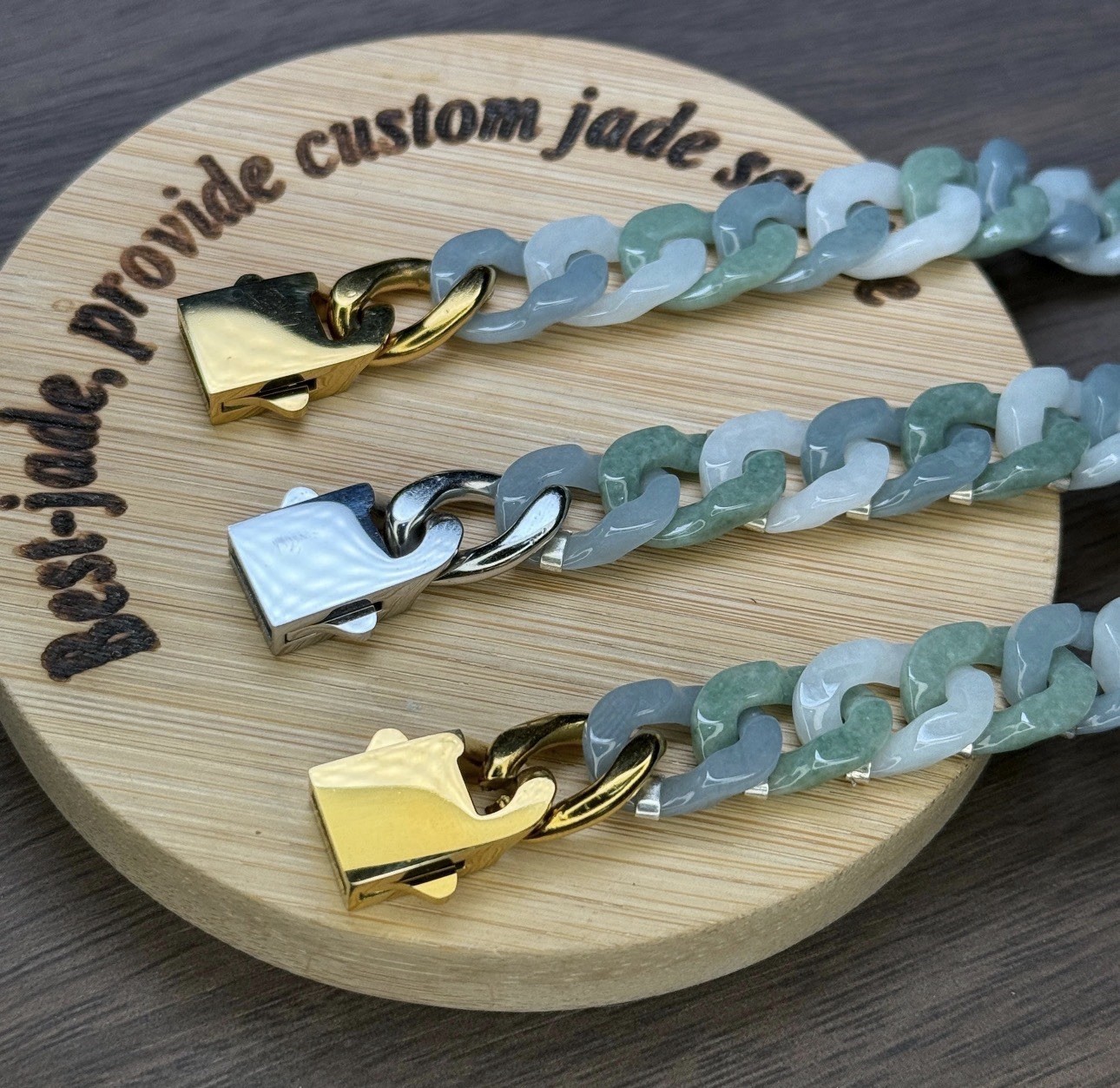 Natural Blue-Green-White Jadeite Jade Bracelet