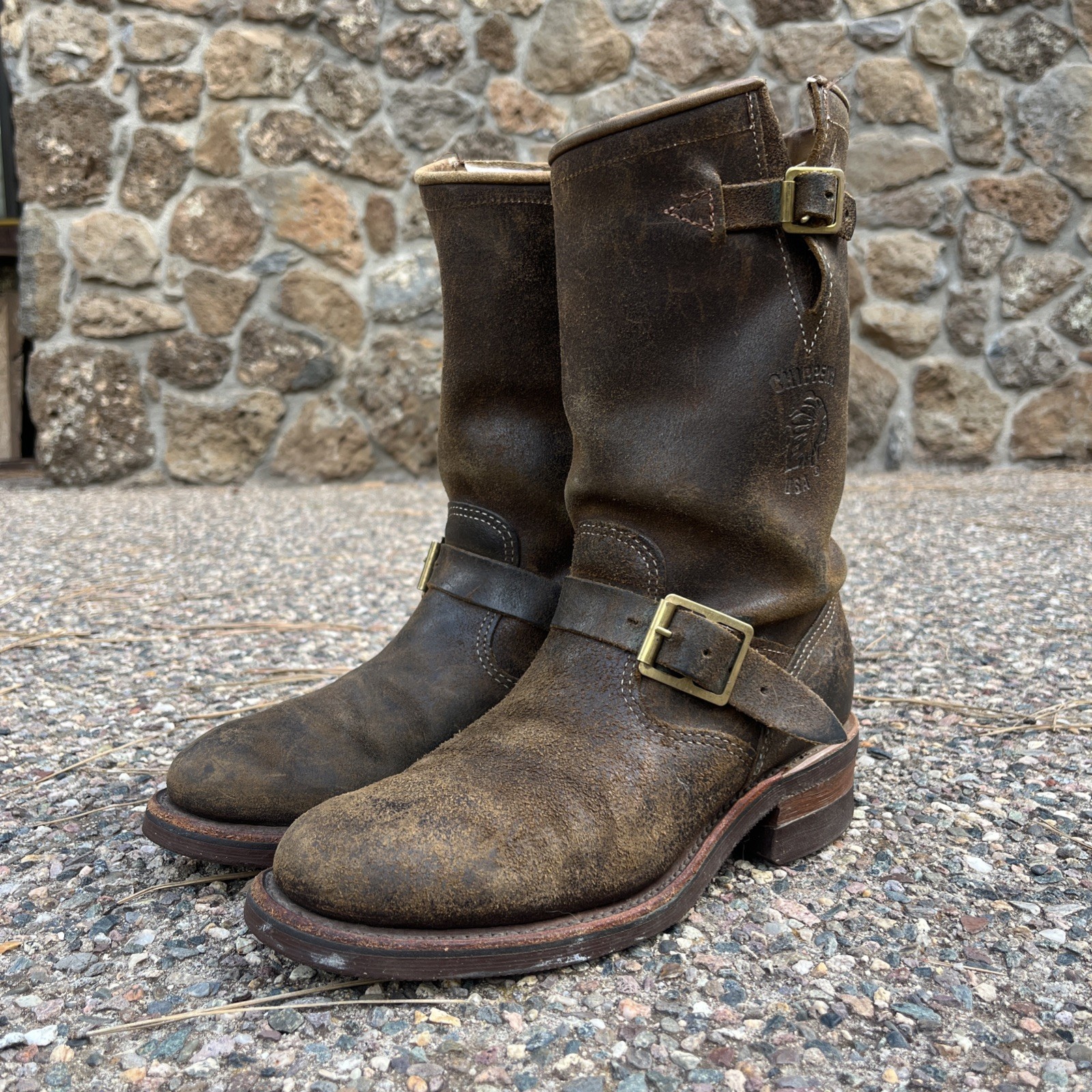 Chippewa Engineer Boots- Vintage Made in USA - Rough Out Leather 7.5 E  