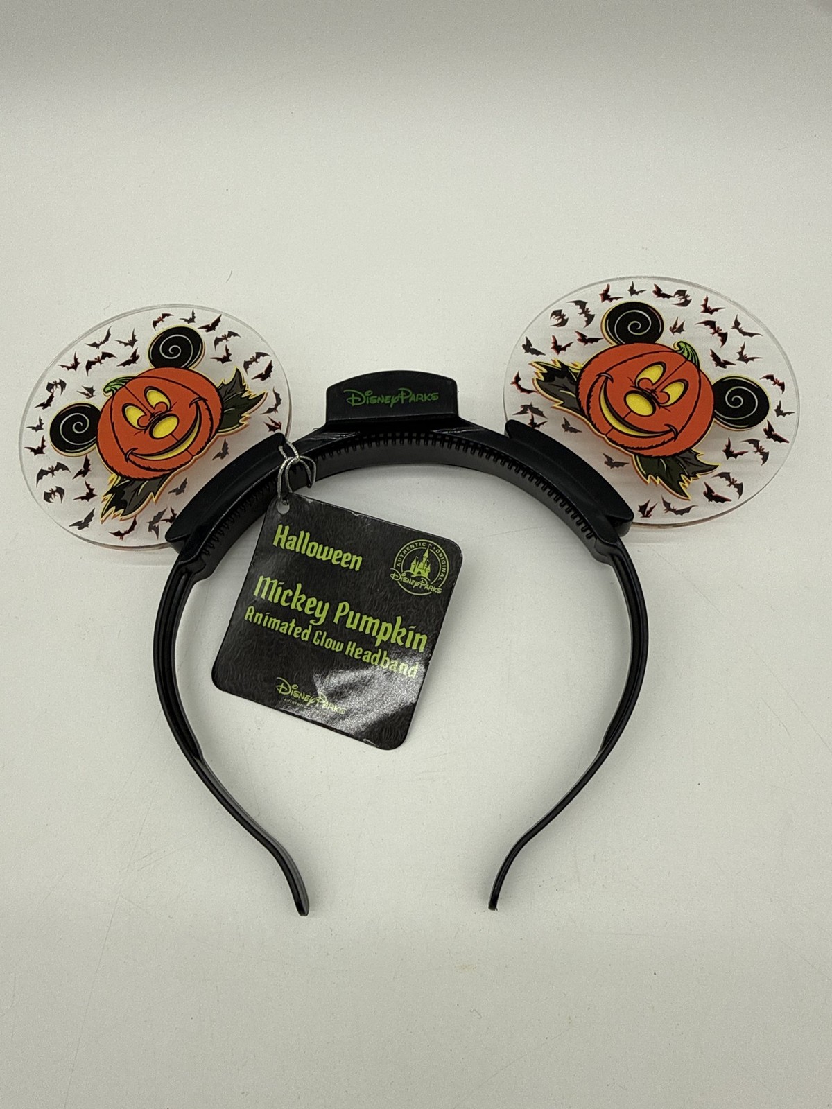 Disney Parks Halloween Mickey Pumpkin Animated Glow Headband Light Up Ears NWT Disney Parks Halloween Mickey Pumpkin Animated Glow Headband Light Up Ears NWT