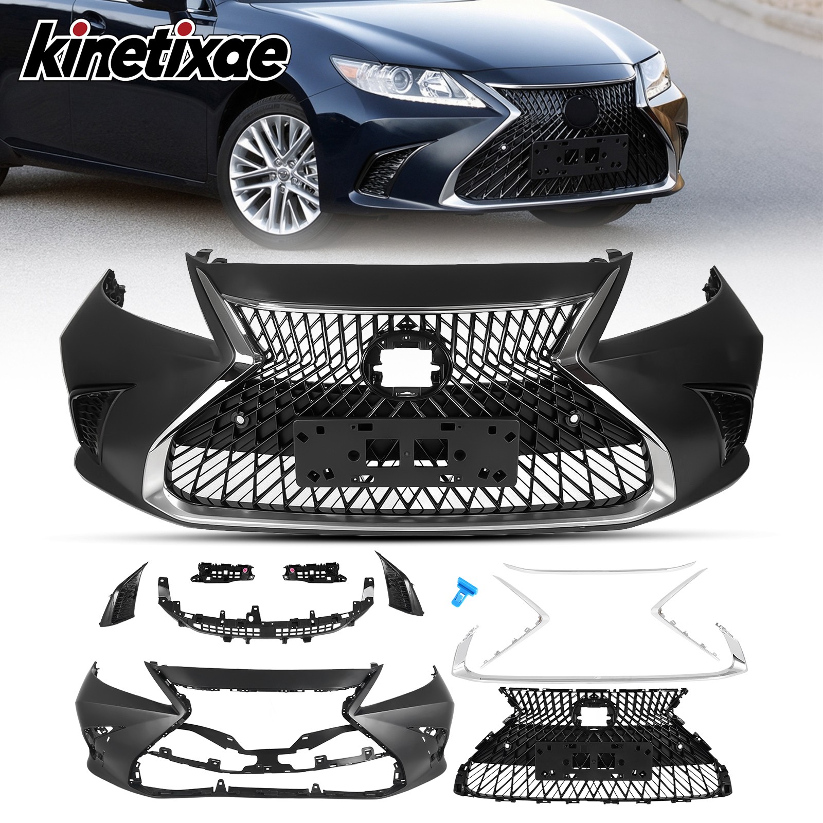 For 2013 - 2015 Lexus ES350 ES300h LS Style Front Bumper Cover Geille Fog Cover