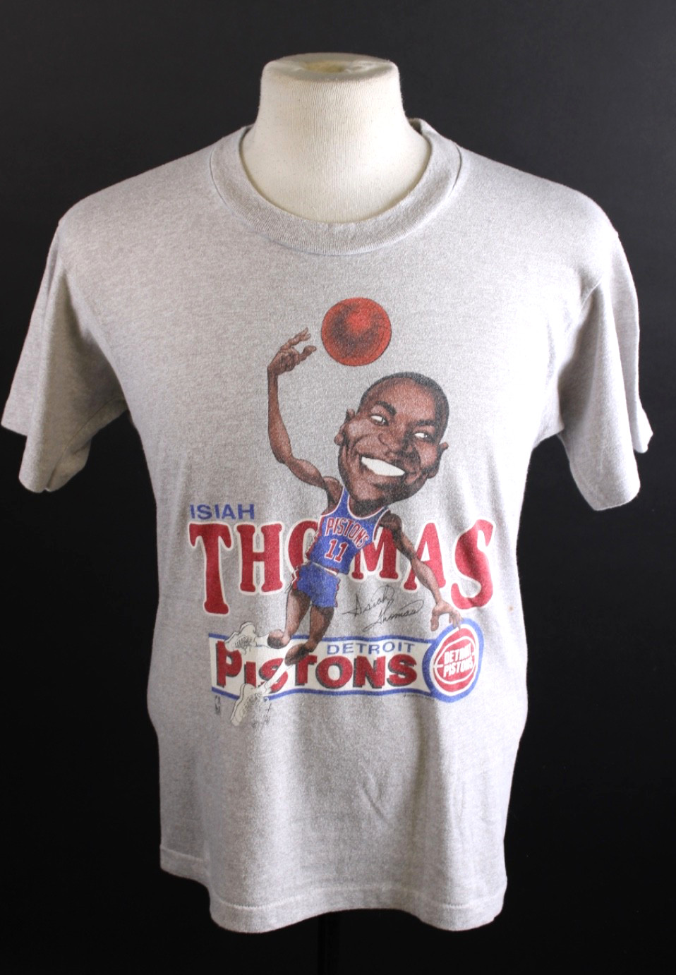 Vintage 1980s Detroit Pistons Isiah Thomas Basketball T-Shirt Mens Large USA