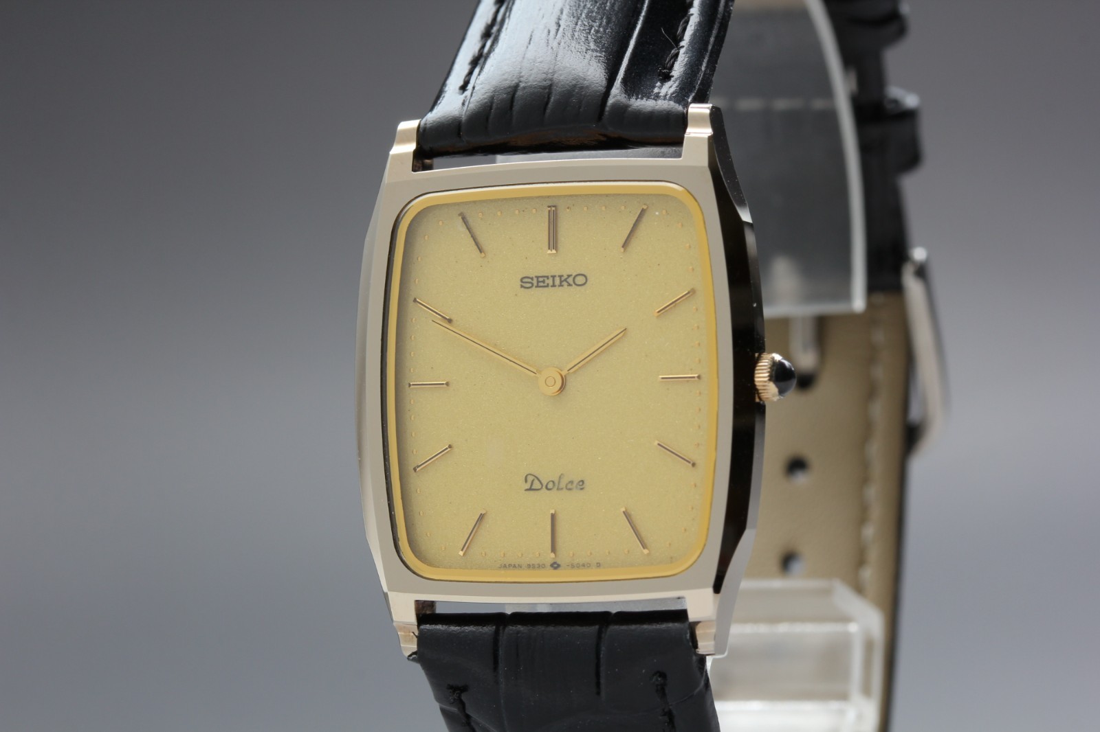 [Exc+5]  SEIKO DOLCE 9530-5030 Tungsten Gold Dial Quartz Men\'s Watch Rectangle